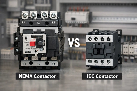 NEMA vs IEC contactors showing size and design differences for motor control applications